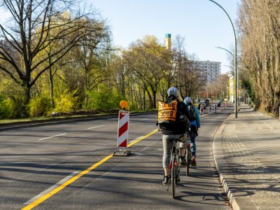 Pop-up bike lanes are one example of guerrilla or "tactical" urbanism, community-led short-term solutions to long-standing urban issues like transit and pedestrian safety. Credit: Peter Broytman | guerilla urbanism