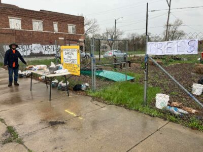 Corey Hagelberg pictured on site at the Brother's Keeper Garden and Food Forest. Gary, Indiana. Credit: Corey Hagelberg